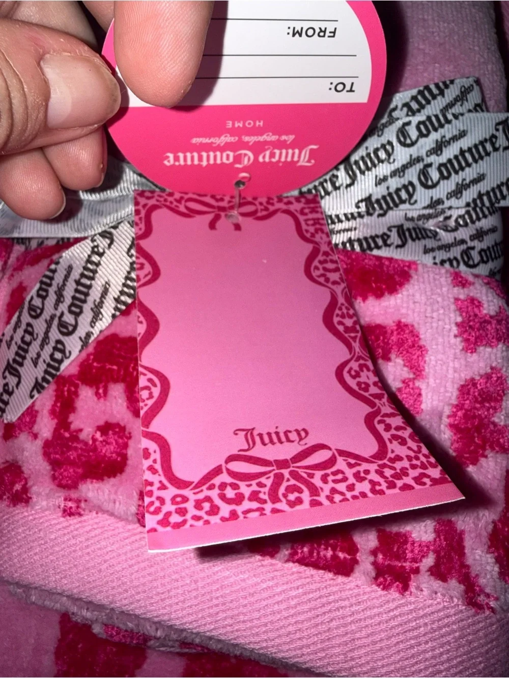 Juicy Couture Hot Pink Leopard Print Towel Set